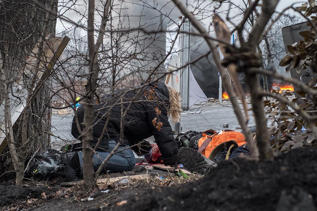Kiev, Ukraina. 20/02/2014Riots on Maidan square. Civilians killed by the police with Kalashnikov. More than 25 dead this morning.