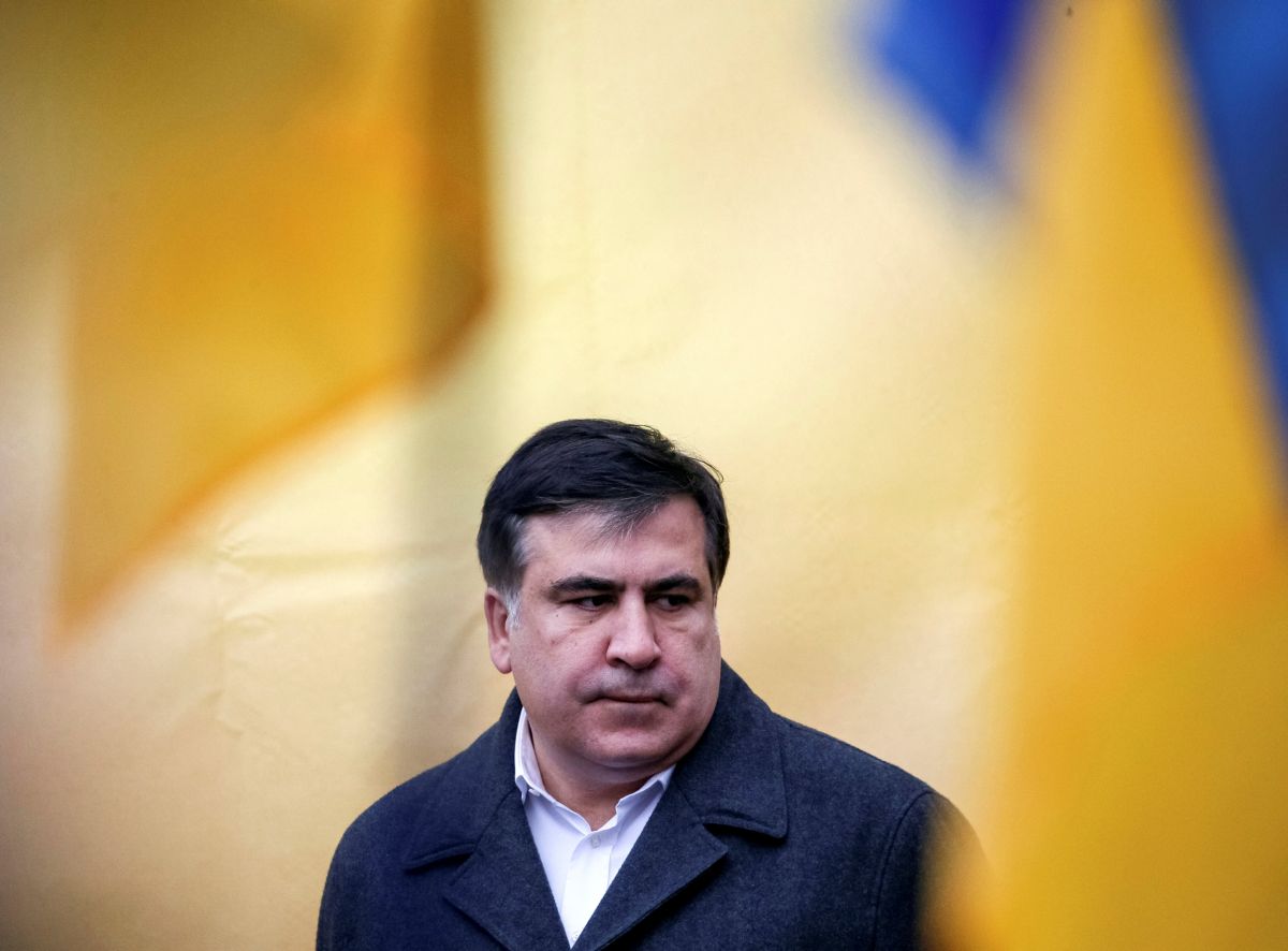 FILE PHOTO: Former Georgian President and former governor of Odessa region Saakashvili attends anti-government and in support of him rally in central Kiev