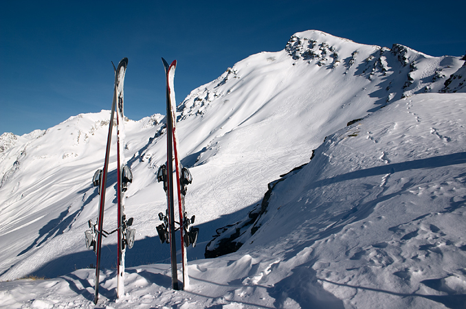 ski and mountain