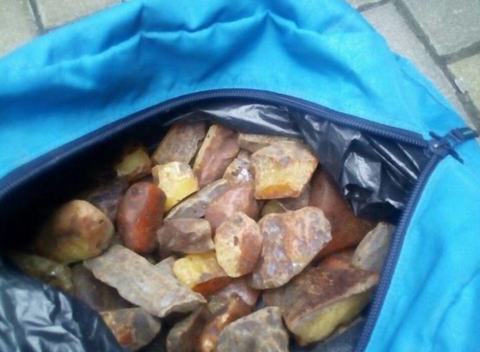 Поліцейські виявили сумку, всередині якої був бурштин Поліцейські виявили сумку, всередині якої був бурштин