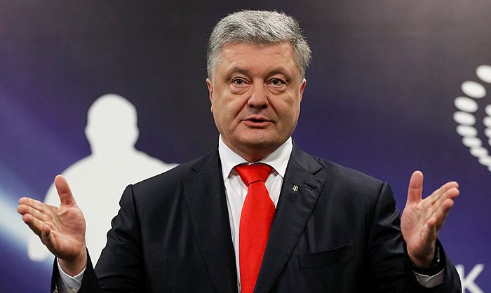 Ukraine's President and presidential candidate Petro Poroshenko speaks after a drugs and alcohol test in Kiev