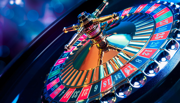 Roulette wheel with a bright and colorful background
