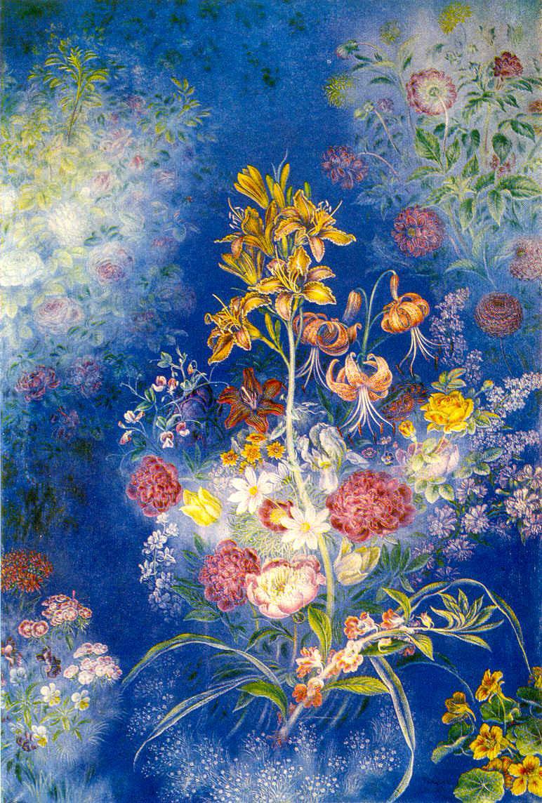 Картина Катерини Білокур «Квіти на блакитному тлі». Фото: texty.org.u