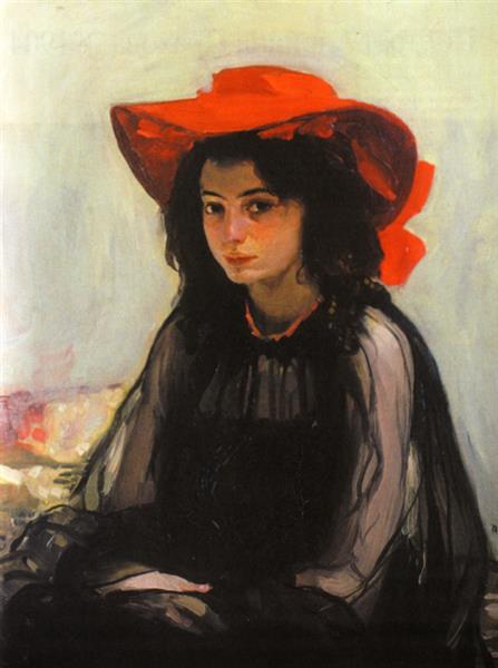 Картина Олександра Мурашка «Портрет дівчини в червоному капелюсі» Фото: wikiart.org