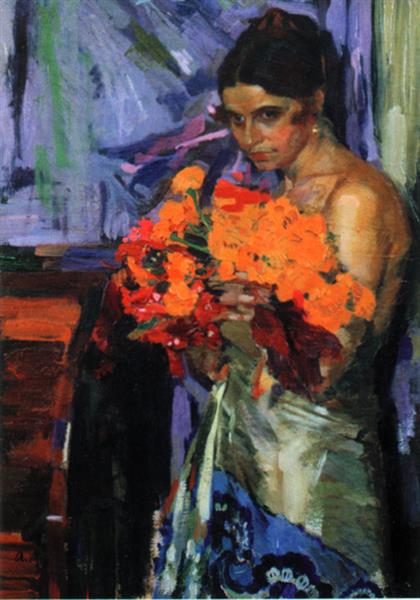 Картина Олександра Мурашка «Жінка з квітами». Фото: wikiart.org