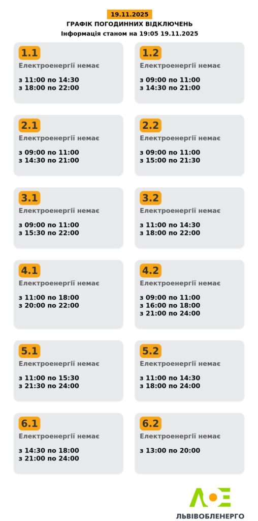 Як вимикатимуть світло на Львівщини 19 листопада: графіки (оновлено) - 2