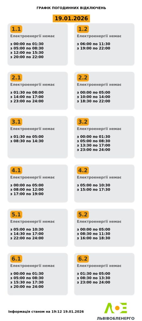 Як вимикатимуть світло на Львівщині 19 та 20 січня (оновлено) - 1