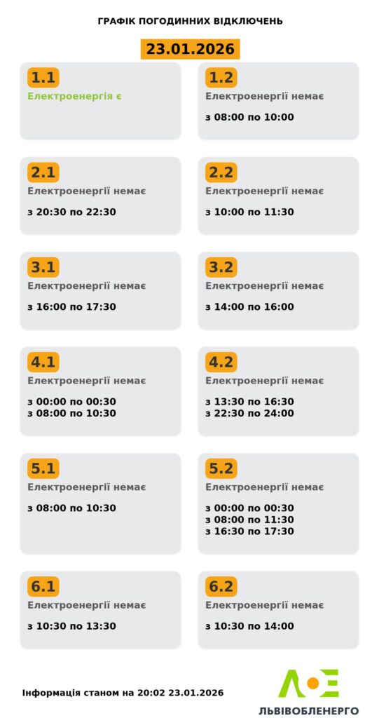 Як вимикатимуть світло на Львівщині 23 і 24 січня (оновлено) - 1