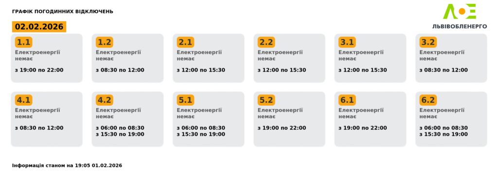 Як вимикатимуть світло на Львівщині 2 лютого (оновлено) - 1