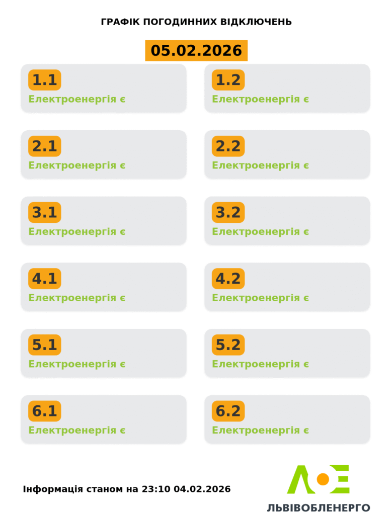 Як вимикатимуть світло на Львівщині 5 лютого (оновлено) - 1