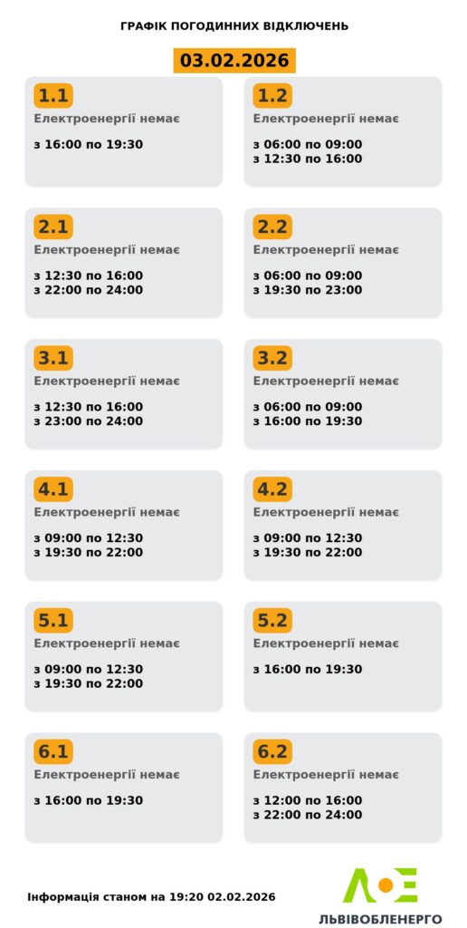 Як вимикатимуть світло на Львівщині 3 лютого - 1