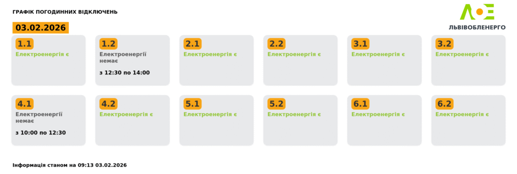 Як вимикатимуть світло на Львівщині 3 лютого (оновлено) - 1