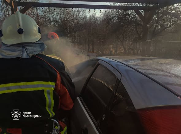 Поблизу Львова загорівся автомобіль: рятувальники ліквідували пожежу - 1