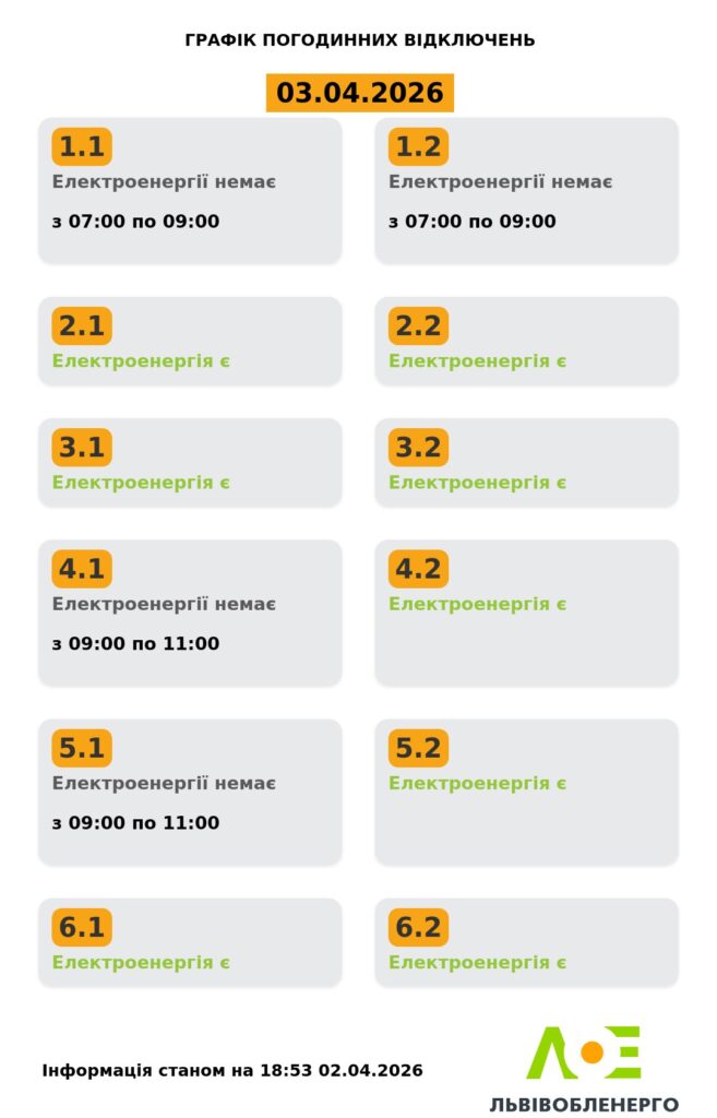Як вимикатимуть світло на Львівщині 3 квітня - 1