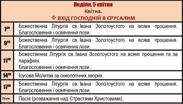 Коли служитимуть Літургії у храмах Львова на Вербну неділю: розклад - 3