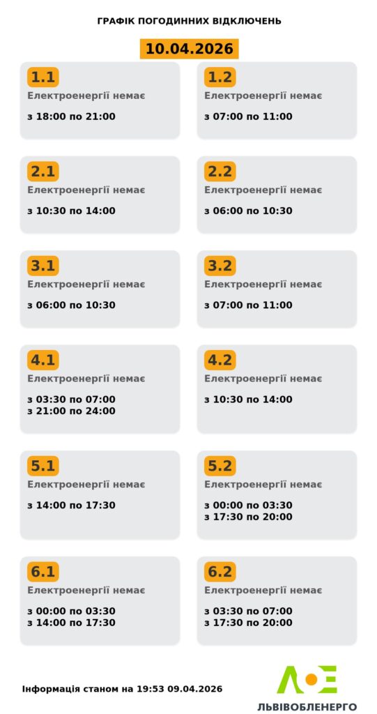 Як вимикатимуть світло на Львівщині 9 і 10 квітня - 1