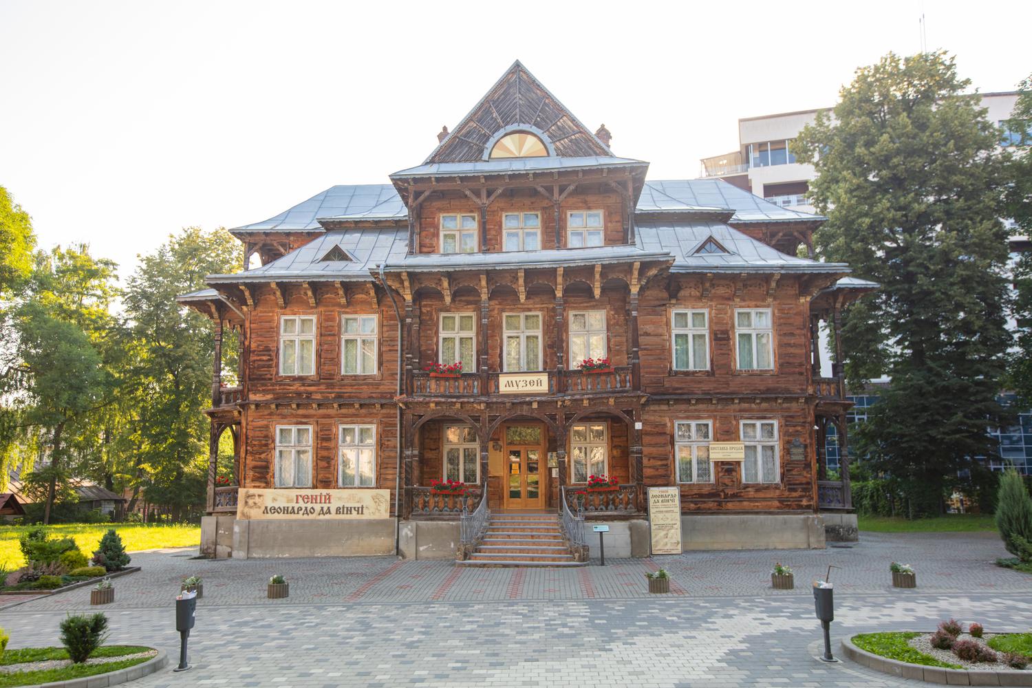 Truskavets, Ukraine – July 7, 2021: Mykhailo Bilas Museum. Villa Goplana in Truskavets, Ukraine