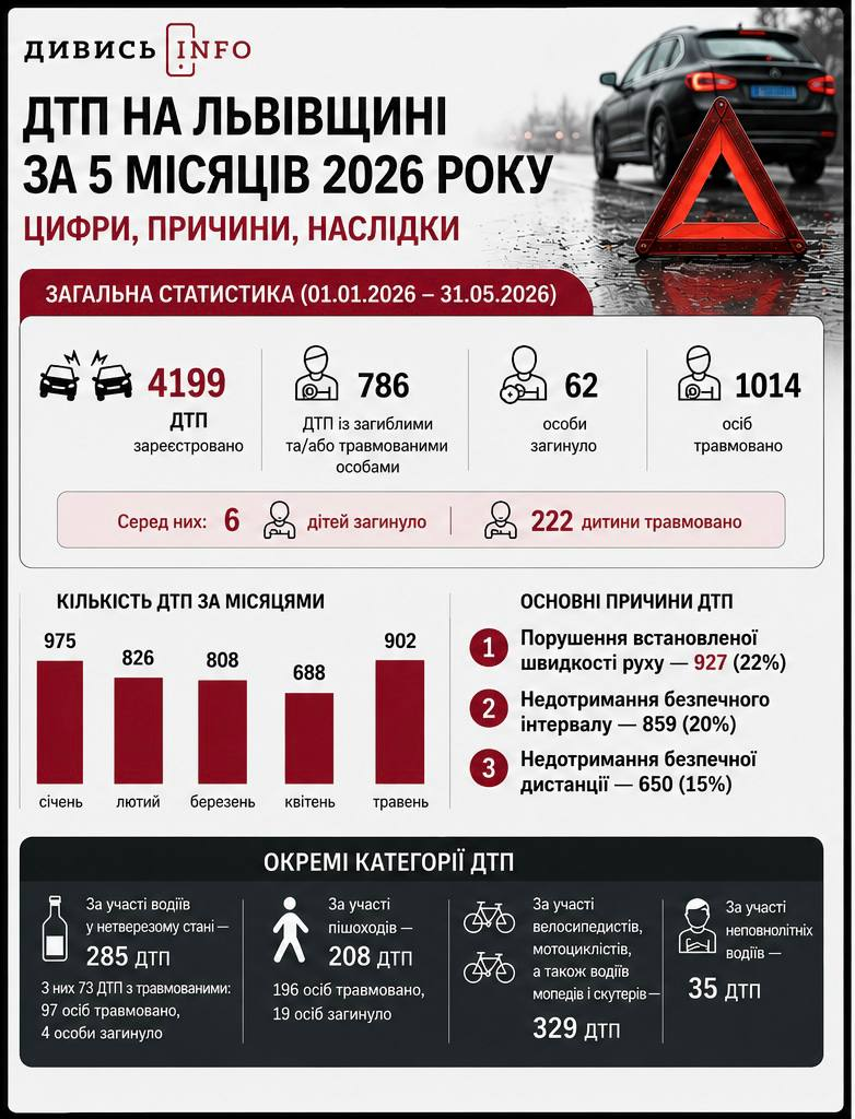 У ДТП на Львівщині від початку року загинули 62 людини: основні причини аварій - 1