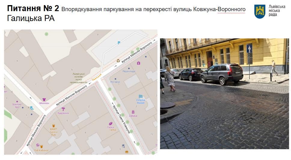 Заплановані зміни на перехресті вул. Ковжуна–Вороного/Управління безпеки та вуличної інфраструктури